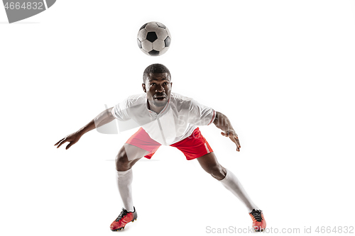 Image of Professional african football soccer player isolated on white background