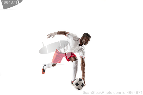 Image of Professional african football soccer player isolated on white background