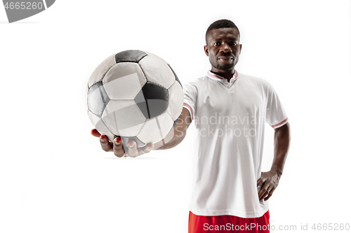 Image of Professional african football soccer player isolated on white background