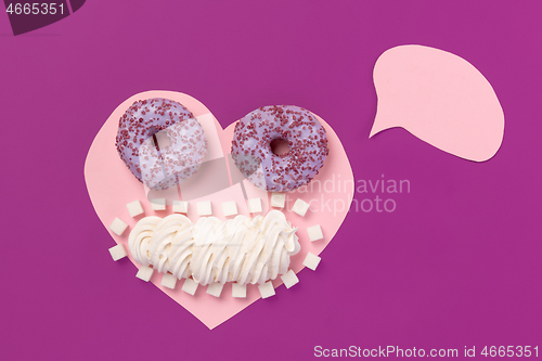 Image of Cookies on pink heart. I love sweet.