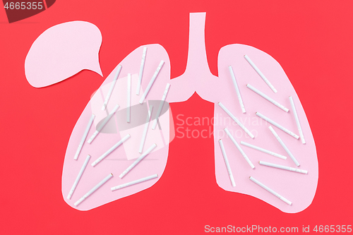 Image of Lungs and cigarettes. The concept of harm