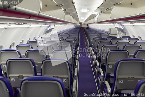 Image of Plane cabin interior with no people