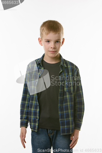 Image of Portrait of a boy of ten years in casual clothes