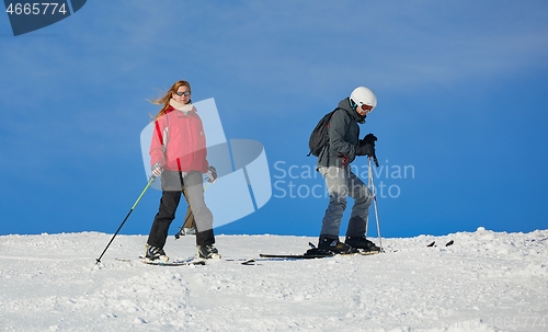 Image of Skiing in the winter snowy slopes