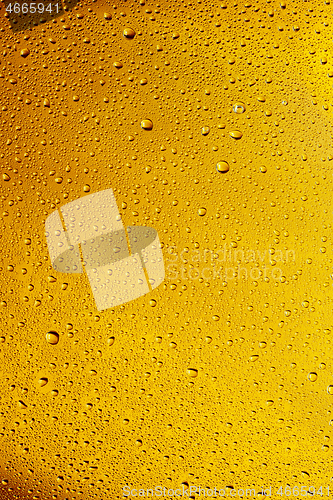 Image of Close up view of cold drops on the glass of beer