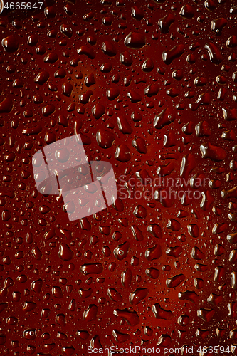 Image of Close up view of cold drops on the glass of beer