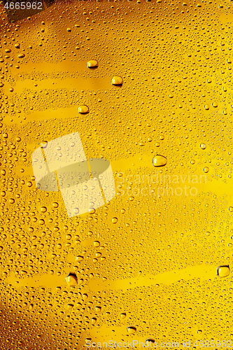 Image of Close up view of cold drops on the glass of beer