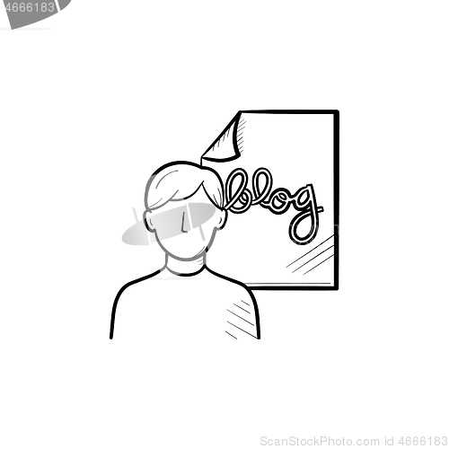 Image of Online blog hand drawn outline doodle icon.