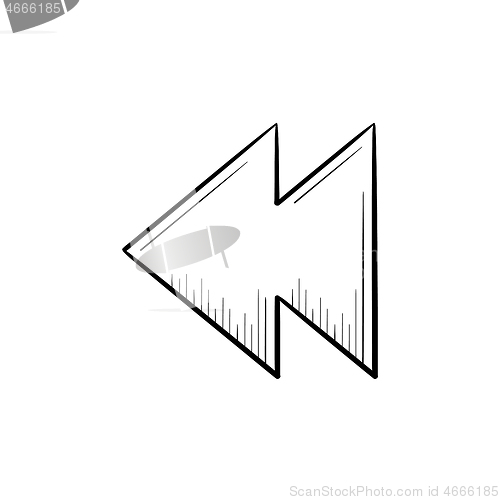 Image of Rewind button hand drawn outline doodle icon.