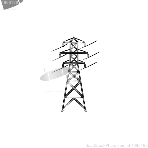Image of Electrical power line hand drawn outline doodle icon.