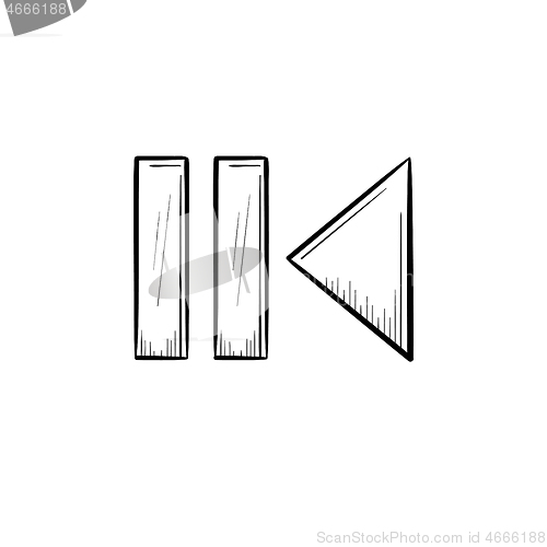 Image of Pause and playback button hand drawn outline doodle icon.