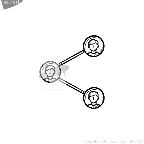 Image of Social media sharing hand drawn outline doodle icon.