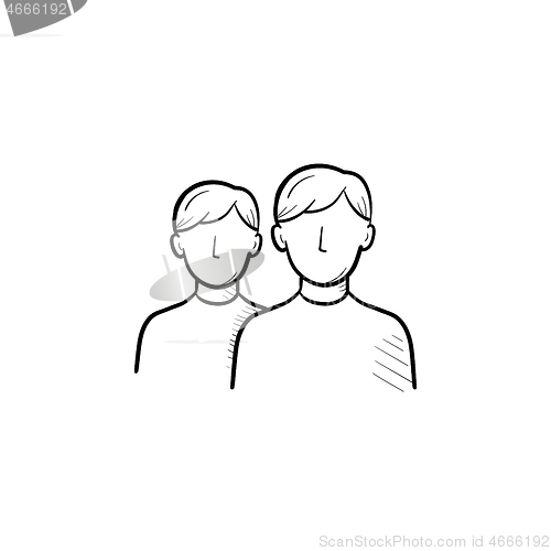 Image of Group of people hand drawn outline doodle icon.