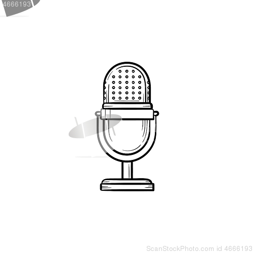 Image of Retro vintage microphone hand drawn outline doodle icon.