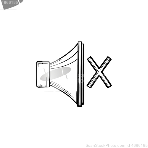 Image of Mute button hand drawn outline doodle icon.