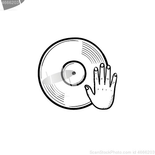 Image of DJing and remixing hand drawn outline doodle icon.