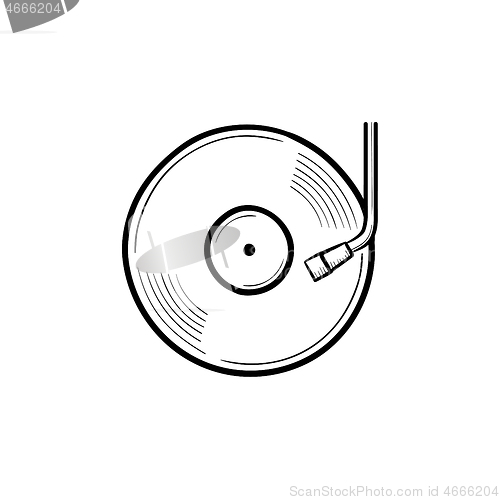 Image of Phonograph and turntable hand drawn outline doodle icon.