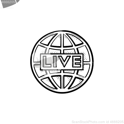 Image of Live TV hand drawn outline doodle icon.
