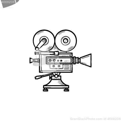 Image of Video camera hand drawn outline doodle icon.