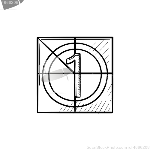 Image of Movie countdown hand drawn outline doodle icon.