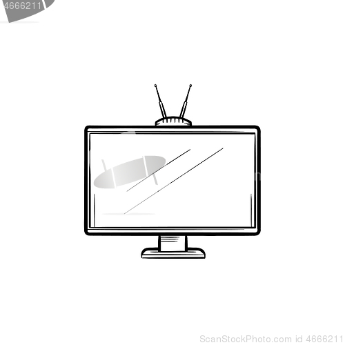 Image of TV set hand drawn outline doodle icon.