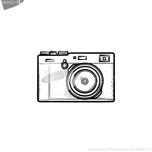 Image of Simple camera hand drawn outline doodle icon.