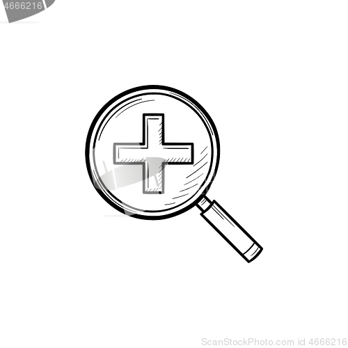 Image of Magnifying glass with positive plus sign inside.