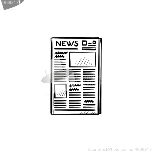 Image of A newspaper hand drawn outline doodle icon.