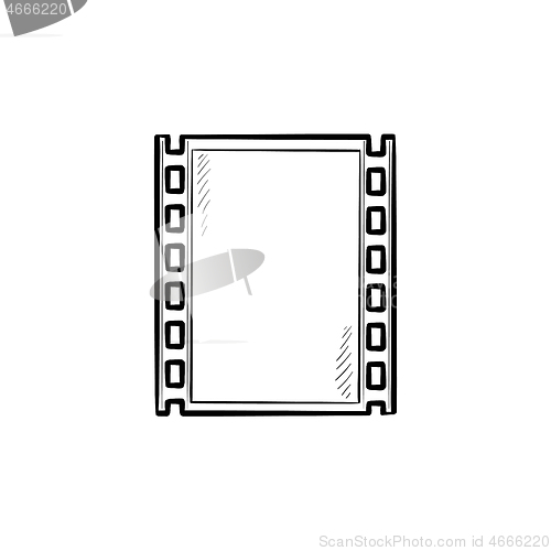 Image of Cine-film strip hand drawn outline doodle icon.