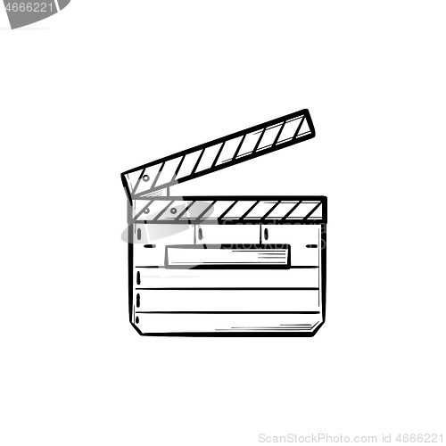 Image of Movie clapboard hand drawn outline doodle icon.