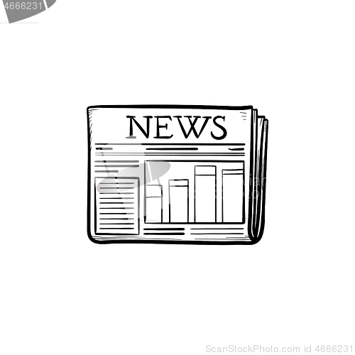 Image of A newspaper hand drawn outline doodle icon.