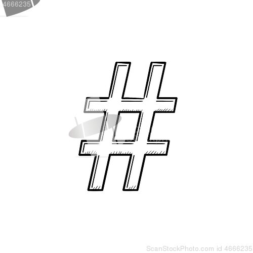 Image of Hashtag hand drawn outline doodle icon.