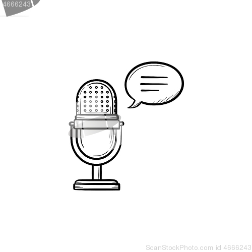 Image of Radio microphone hand drawn outline doodle icon.