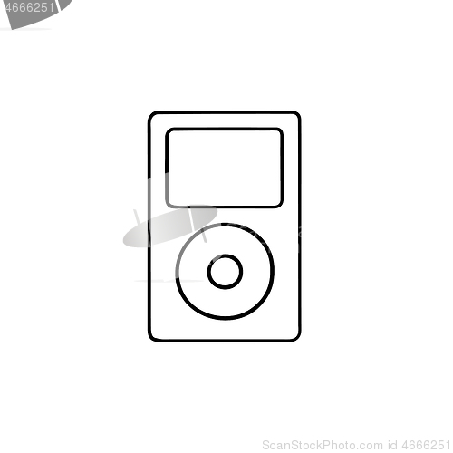 Image of Mp3 player hand drawn outline doodle icon.