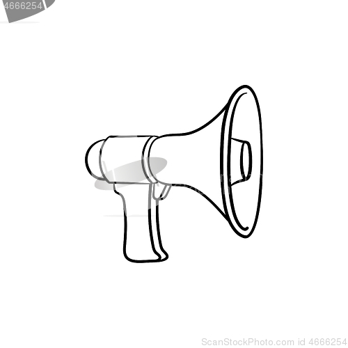 Image of Megaphone hand drawn outline doodle icon.