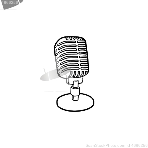 Image of Retro vintage microphone hand drawn outline doodle icon.