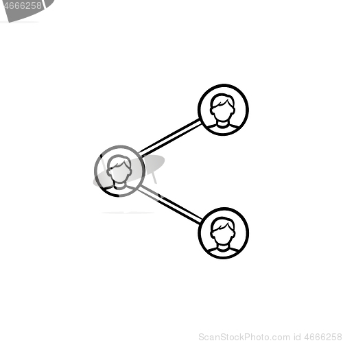 Image of Social media sharing hand drawn outline doodle icon.