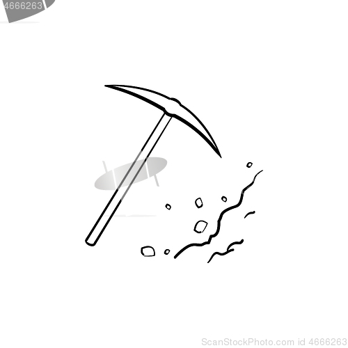 Image of Pickaxe chisel hand drawn outline doodle icon.