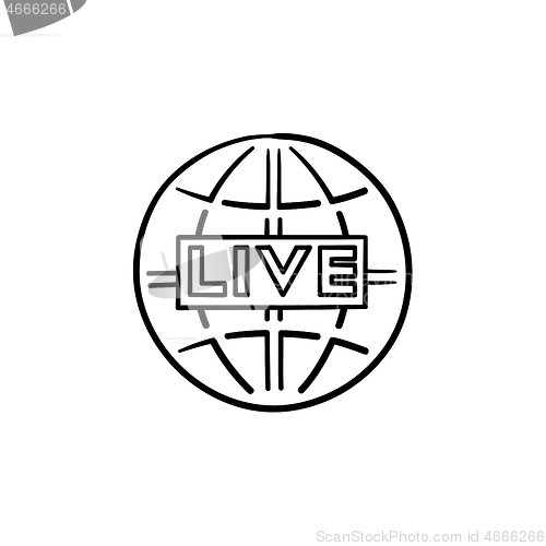 Image of Live TV hand drawn outline doodle icon.