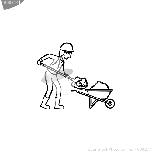 Image of Mining worker hand drawn outline doodle icon.