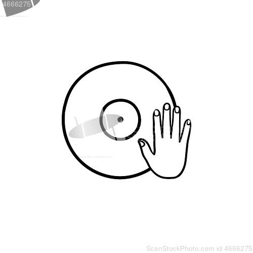 Image of DJing and remixing hand drawn outline doodle icon.