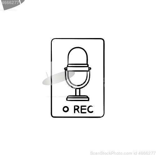 Image of Record button hand drawn outline doodle icon.