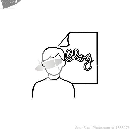 Image of Online blog hand drawn outline doodle icon.