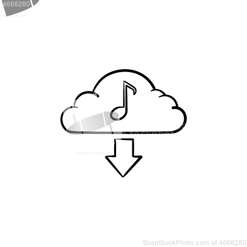 Image of Cloud music concept hand drawn outline doodle icon.