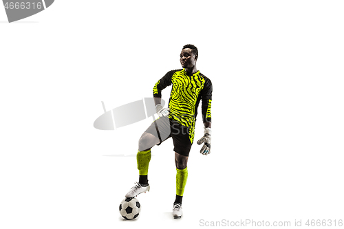 Image of one african soccer player goalkeeper