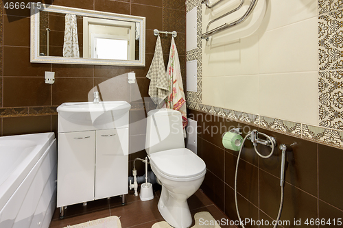 Image of The interior of a small bathroom in a classic style