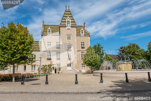 Image of MEURSAULT, BURGUNDY, FRANCE- JULY 9, 2020: The town hall in Meursault