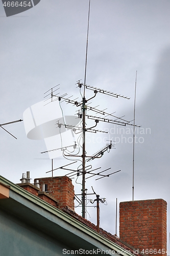 Image of Antennas on a roof