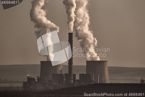 Image of Power Plant Smoke in Gloomy weather