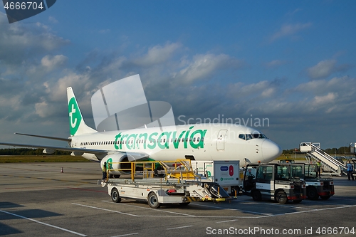 Image of Transavia airliner at the airport